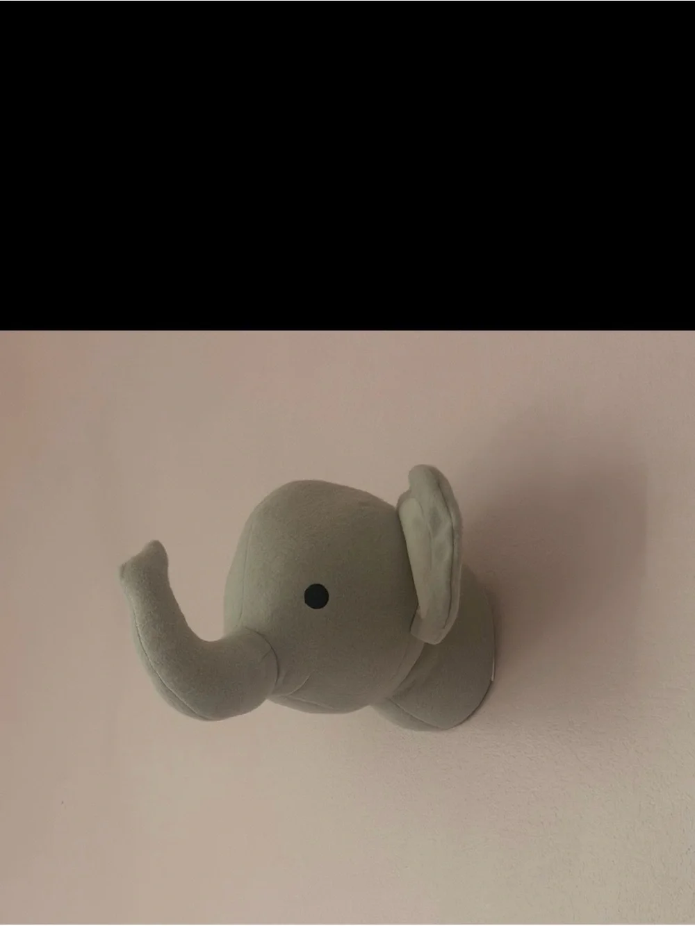 Gray Plush Elephant Wall Mount – Decorative Nursery Accent